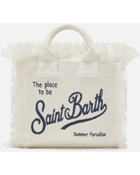 MC2 Saint Barth - Solid Color Linen Vanity Mini Bag With Removable Strap - Lyst