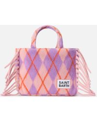 MC2 Saint Barth - Colette Blanket Handbag With Argyle Print Bag - Lyst