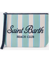 MC2 Saint Barth - Aline Scuba Pouch With Mint Stripes And Beach Club Logo - Lyst