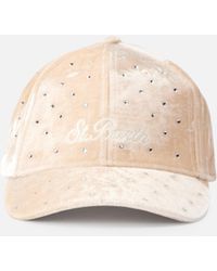 MC2 Saint Barth - Beiges Samt-Baseball-Cap Mit Strass-Verzierung - Lyst