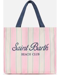 MC2 Saint Barth - Essential Canvas Tote Bag With, And Stripes And Contrasting Logo - Lyst
