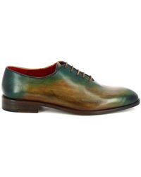 Leonardo Shoes Green Leather Lace-up Shoes