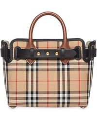 Burberry Baby Belted Vintage Check Satchel Bag - Natural