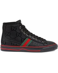 mens gucci black leather high top sneakers