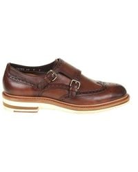 Santoni Leather Monk Strap Shoes - Brown