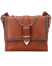 Orciani Chain Cigar Tone Hammered Leather Bag - Brown