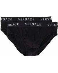 Versace Baumwolle 3er-Set Slips mit Logo-Bund in Weiß für Herren Herren Bekleidung Unterwäsche Boxershorts und Slips 