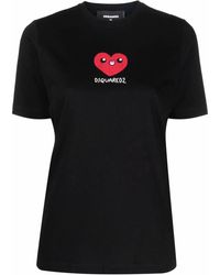 DSquared² T-Shirt mit Herz-Print - Schwarz
