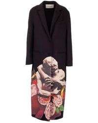 Valentino X Undercover Lovers Print Single-breasted Coat - Black