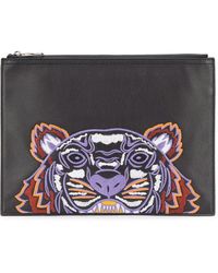 KENZO Black Leather Pouch