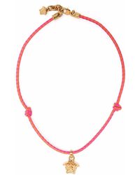 Versace Medusa Head Pendant Braided Necklace - Pink