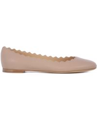 Chloé Ballet Flats Lauren Nappa Leather Beige - Pink