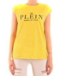 Philipp Plein Damen baumwolle t-shirt - Gelb