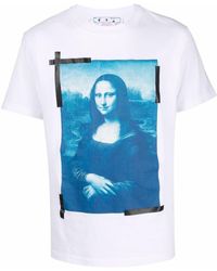 Off-White c/o Virgil Abloh Schmales T-Shirt mit Mona-Lisa-Print - Weiß