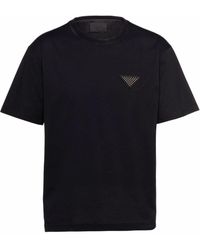 Prada T-Shirt mit Nieten-Logo - Schwarz