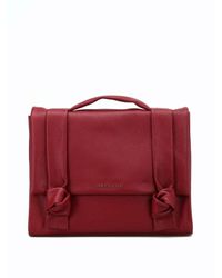 Orciani Micron Burgundy Leather Bag With Knots - Red
