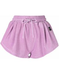 MSGM Frottee-Shorts mit Logo-Patch - Lila