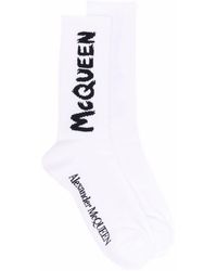 Alexander McQueen Socken mit Logo-Stickerei - Weiß