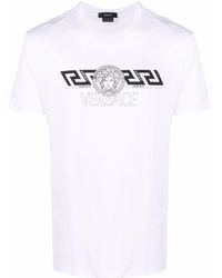 Versace T-shirt bianca con stampa Greca e Medusa Head - Bianco