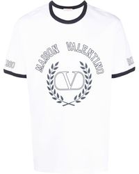Valentino Baumwolle T-shirt Aus Baumwolljersey Mit Gesticktem Logo in Grau für Herren Herren Bekleidung T-Shirts Kurzarm T-Shirts 