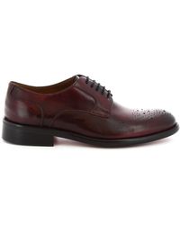 Leonardo Shoes Burgundy Leather Lace-up Shoes - Multicolour