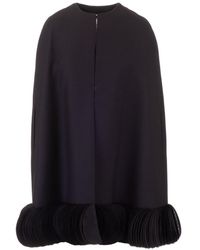 Valentino Black Wool Poncho