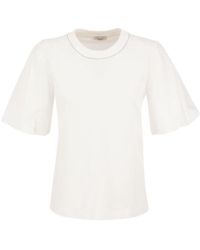 Peserico Damen baumwolle t-shirt - Weiß