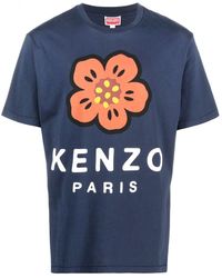 KENZO T-Shirt mit Mohn-Print - Blau