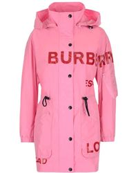 Burberry Polyester Coat - Pink
