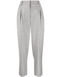 Brunello Cucinelli Cropped Tapered-leg Trousers - Grey