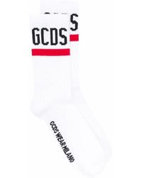 Gcds Gerippte Socken mit Logo - Weiß