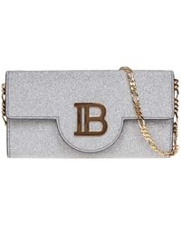 Balmain Grey Leather Shoulder Bag - Gray