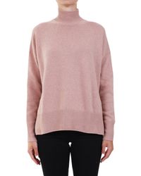 Damen Bekleidung Pullover und Strickwaren Rollkragenpullover Jil Sander Synthetik Top aus Rippstrick in Pink 