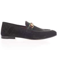 Gucci Suede Horsebit Loafer With Web - Black