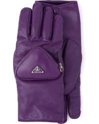 Prada Zipped Pouch Short Gloves - Purple