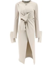 Off-White c/o Virgil Abloh Stone Twist-effect Neoprene Wrap Dress - Natural