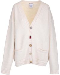 Vetements Crystal Embellished-button Cardigan - White