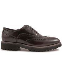 Leonardo Shoes Burgundy Leather Lace-up Shoes - Brown