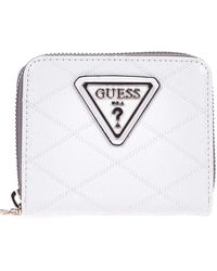 GUESS COLETTE SLG LARGE ZIP AROUND PORTAFOGLIO Stone Multi Beige Bianco Nuovo