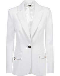 Elisabetta Franchi Andere materialien mantel in Weiß Damen Bekleidung Mäntel Lange Jacken und Winterjacken 