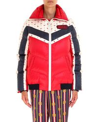 Gucci Giacca in nylon con patch - Rosso