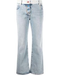Damen Bekleidung Jeans Capri-Jeans und cropped Jeans Off-White c/o Virgil Abloh Halbhohe Schlagjeans in Blau 