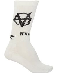 Vetements Logo Cotton-blend Mid-calf Socks - White