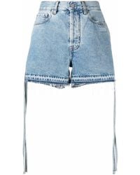 Off-White c/o Virgil Abloh Off White - Jeans Shorts With Details - Blue