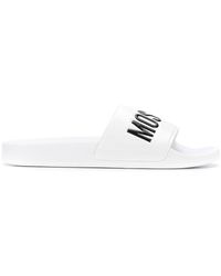 Moschino Logo Slide Sandals - White