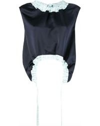 Cedric Charlier Blue Polyester Blouse