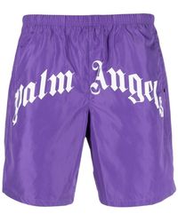 Palm Angels Badeshorts mit Logo-Print - Lila