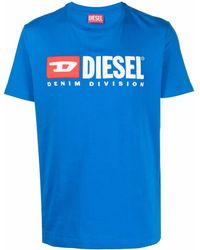 DIESEL T-Shirt mit Logo-Stickerei - Blau
