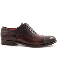 Leonardo Shoes Blue/burgundy Leather Lace-up Shoes - Brown