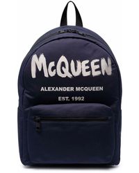 Alexander McQueen Metropolitan Rucksack mit Logo-Print - Blau